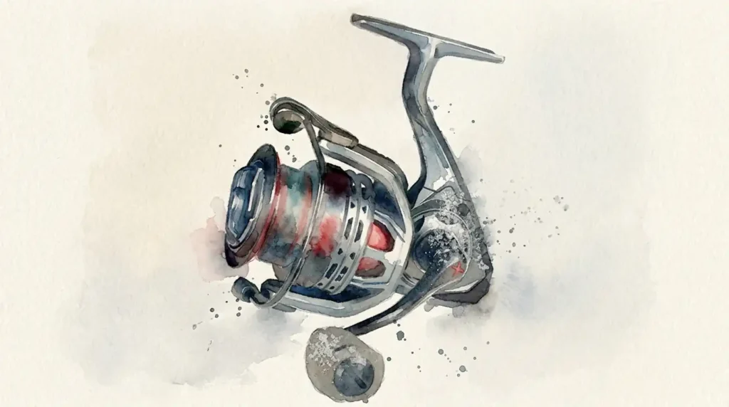 gros plan sur le rotor carbone et le frein avant 6,5 kg du moulinet fox rage prism x 3000 nrl047 avec manivelle