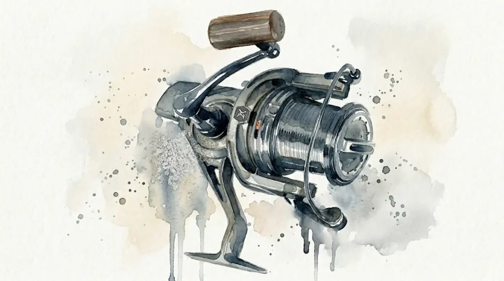 gros plan sur engrenages mesh-tec et frein progressif du moulinet fox xc big pit