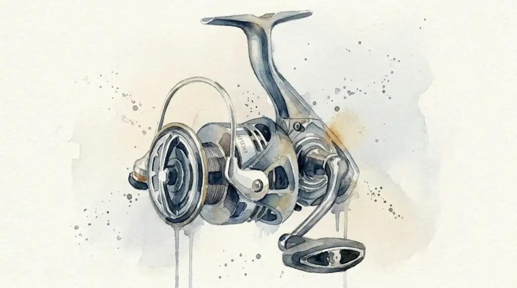 gros plan sur rotor airdrive, engrenages et frein atd-l du moulinet daiwa 23 exceler lt