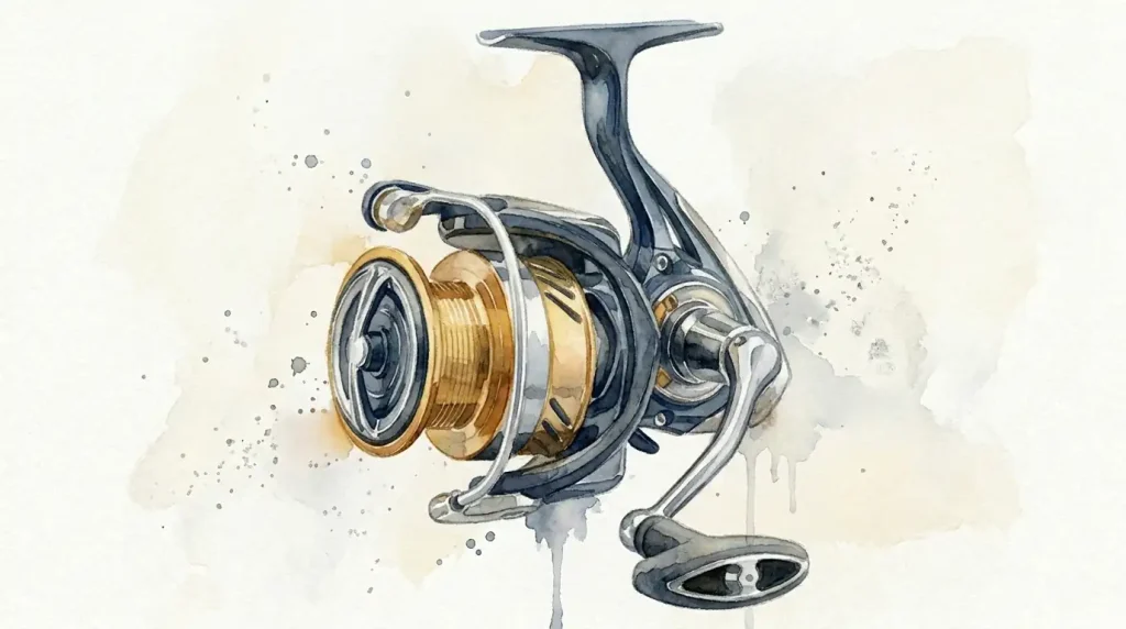 gros plan sur le rotor airdrive et le frein du moulinet daiwa revros lt montrant la mécanique de précision